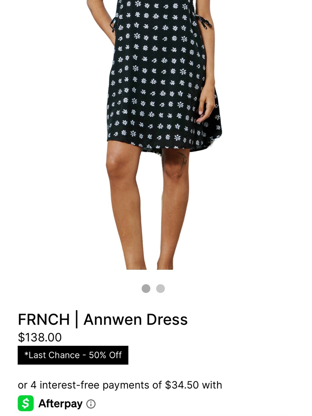 FRNCH Annwen Black Dress with White Daisy Print